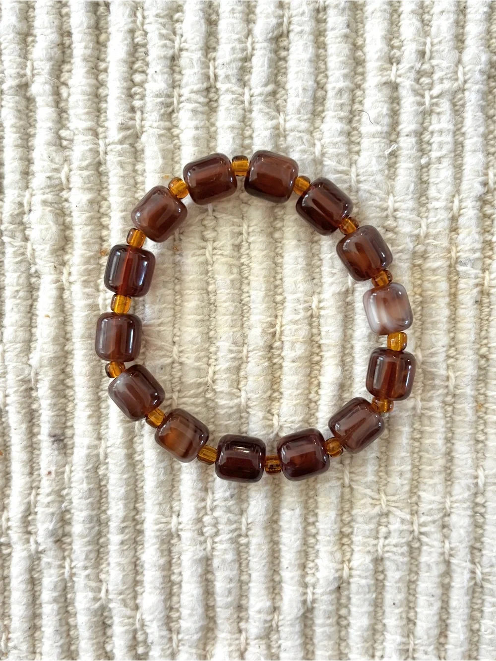Chocolate Brown glass beads stretchy bracelet